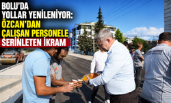 Bolu’da yollar yenileniyor: Özcan’dan çalışan personele serinleten ikram