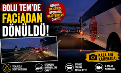 Bolu TEM’de faciadan dönüldü: Otobüs sıkıştırdı, otomobil bariyerlere çarptı
