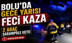 Bolu’da iki araç yoldan çıkarak şarampole savruldu