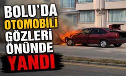 Bolu'da otomobili gözleri önünde yandı