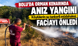 Bolu'da orman kenarında anız yangını: Köylülerin su tankerli müdahalesi faciayı önledi