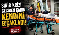 Sinir krizi geçiren kadın kendini bıçakladı