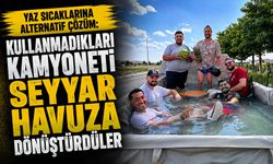 Yaz sıcaklarına alternatif çözüm: Kullanmadıkları kamyoneti seyyar havuza dönüştürdüler