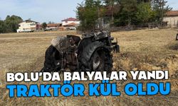 Bolu'da saman balyaları alev alev yandı: Traktör ve römork kullanılamaz hale geldi