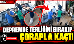 Depremde terliğini bırakıp çorapla kaçtı