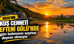 Düzce'nin kuş cenneti Efteni Gölü'nde gün batımının seyrine doyum olmuyor