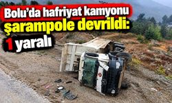 Bolu’da hafriyat kamyonu şarampole devrildi: 1 yaralı