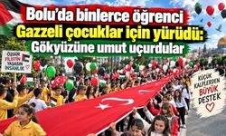 Bolu'da binlerce öğrenci Gazzeli çocuklar için yürüdü: Gökyüzüne umut uçurdular