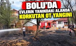 Bolu’da evlerin yanındaki alanda korkutan ot yangını
