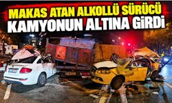 Makas atan alkollü sürücü kamyonun altına girdi