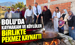 Bolu'da kaymakam ve köylüler birlikte pekmez kaynattı