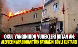 Okul yangınında yürekleri ısıtan an: Alevlerin arasından Türk bayrağını böyle kurtardı