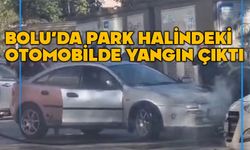 Bolu'da park halindeki otomobil yandı