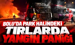 Bolu’da park halindeki tırlarda yangın paniği