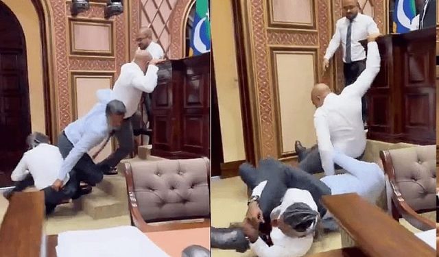 Maldivler Parlamentosu'nda kavga: Milletvekilleri birbirine girdi