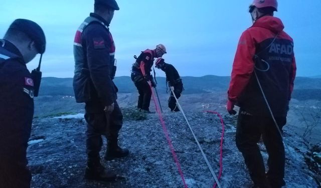 Kayalıkta mahsur kalan köpek kurtarıldı