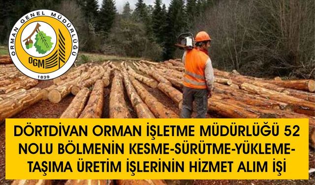 DÖRTDİVAN ORMAN İŞLETME MÜDÜRLÜĞÜ 152 NOLU BÖLMENİN KESME-SÜRÜTME-YÜKLEME-TAŞIMA ÜRETİM İŞLERİNİN HİZMET ALIM İŞİ