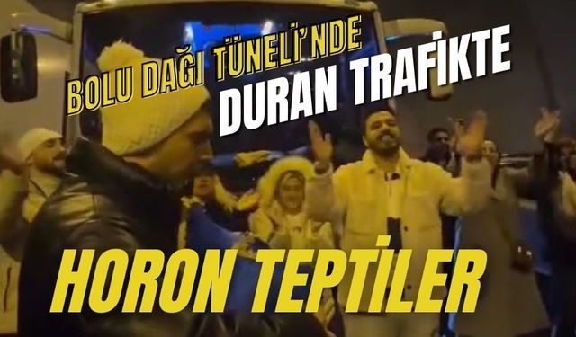 Bolu Dağı Tüneli’nde duran trafikte horon teptiler