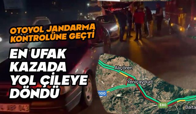 Bolu'da, tek şeritteki kazada yol çileye döndü