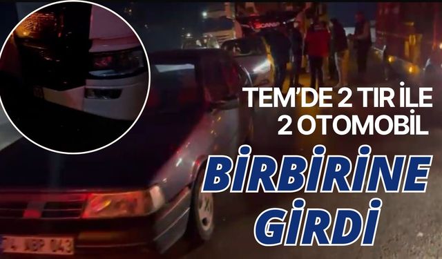 TEM’de zincirleme kaza: 2 tır ile 2 otomobil birbirine girdi