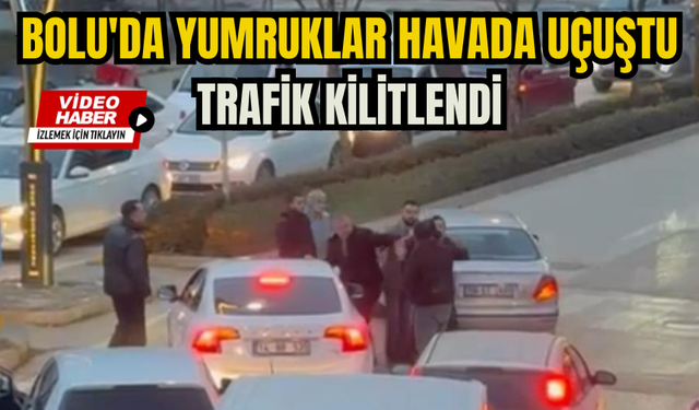 Bolu'da  yumruklar havada uçuştu: Trafik kilitlendi