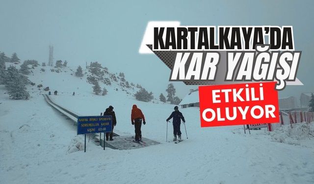 Kartalkaya’da kar yağışı etkili oluyor