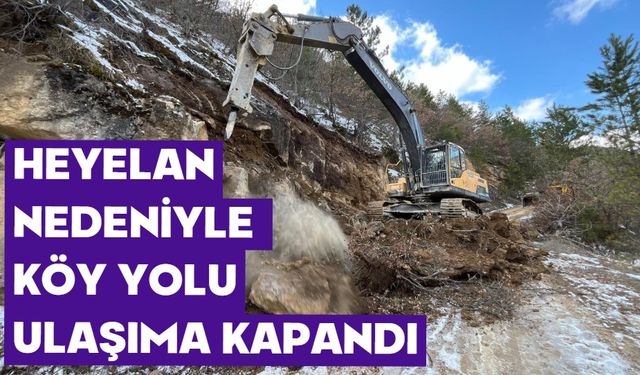 Heyelan nedeniyle köy yolu ulaşıma kapandı