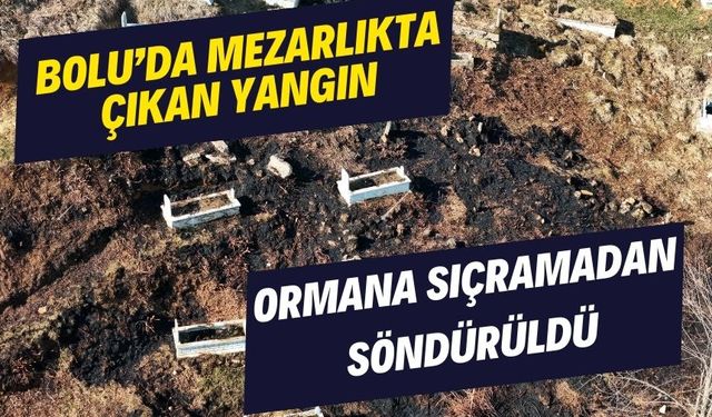 Mezarlıkta çıkan yangın ormana sıçramadan söndürüldü