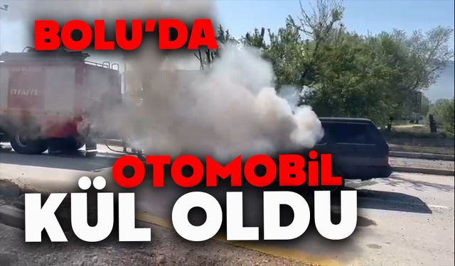 Bolu'da otomobil alev aldı
