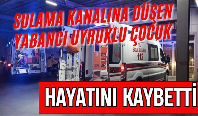 Sulama kanalına düşen yabancı uyruklu çocuk hayatını kaybetti