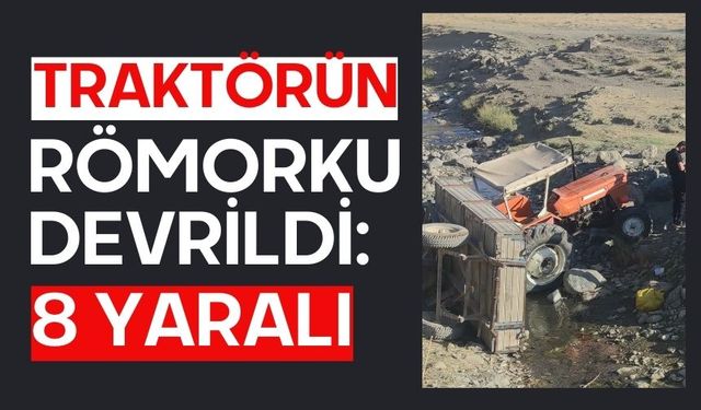 Traktörün römorku devrildi: 8 yaralı