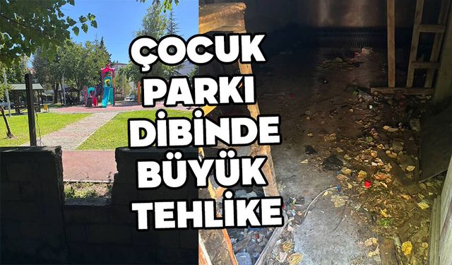 Bolu’da çocuk parkının dibinde büyük tehlike