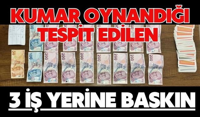 Kumar oynandığı tespit edilen 3 iş yerine baskın
