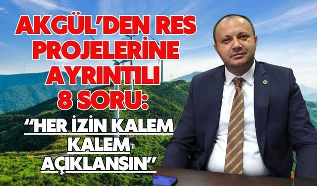 Akgül’den RES Projelerine Ayrıntılı 8 Soru:  “HER İZİN KALEM KALEM AÇIKLANSIN”
