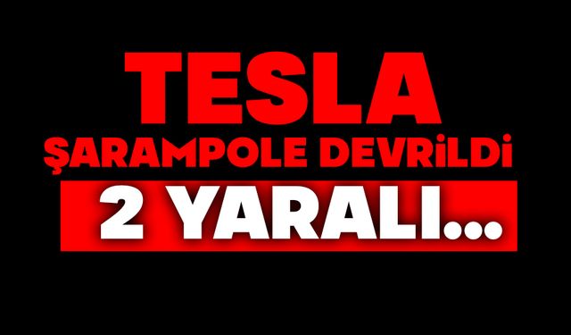 Şarampole devrilen Tesla'da 2 kişi yaralandı