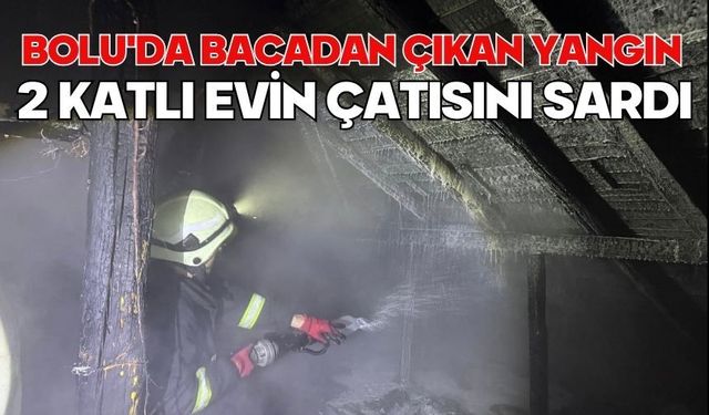 Bolu'da bacadan çıkan yangın 2 katlı evin çatısını sardı