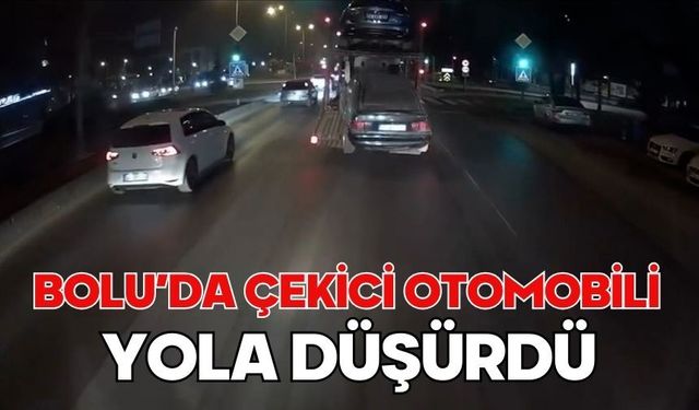 Bolu'da çekici otomobili yola düşürdü