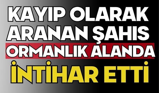 Kayıp olarak aranan şahıs ormanlık alanda intihar etti