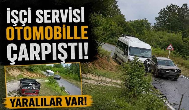İşçi servisi otomobille çarpıştı