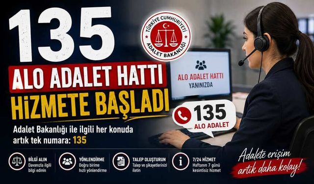 135 Alo Adalet Hattı hizmete başladı