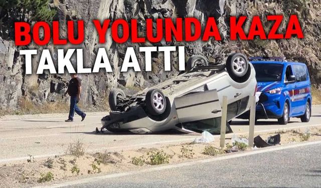 Bolu'da hafif ticari araç takla attı