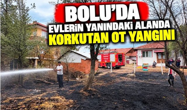 Bolu’da evlerin yanındaki alanda korkutan ot yangını