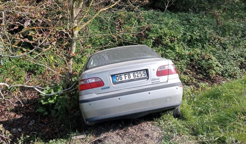 Otomobilini mıcıra kaptırdı, ağaçlık alana savruldu