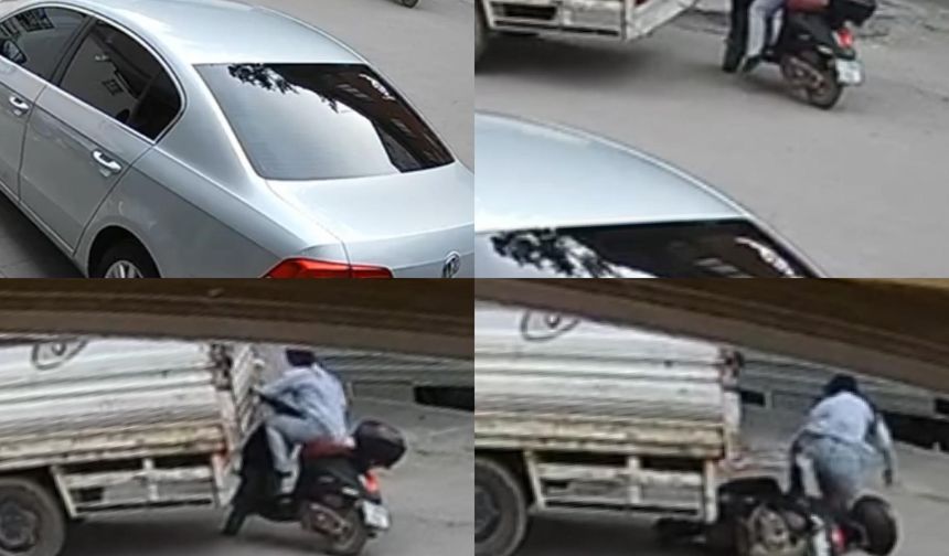 Kamyonun altında kalmaktan son anda kurtuldu: O anlar kamerada