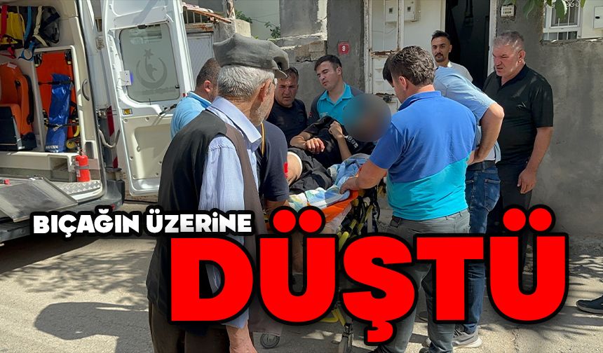 Bıçağın üzerine düştü