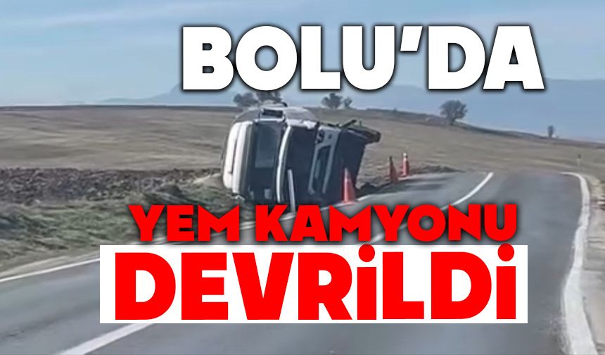 Bolu'da yem kamyonu devrildi