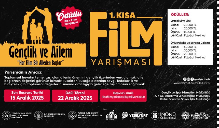 Malatya'da 1. Kısa Film Festivali’nde son başvuru 15 Aralık