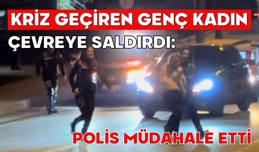 Kriz geçiren genç kadın çevreye saldırdı: Polis müdahale etti