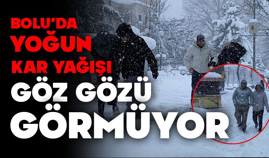 Bolu’da yoğun kar yağışı: Göz gözü görmüyor