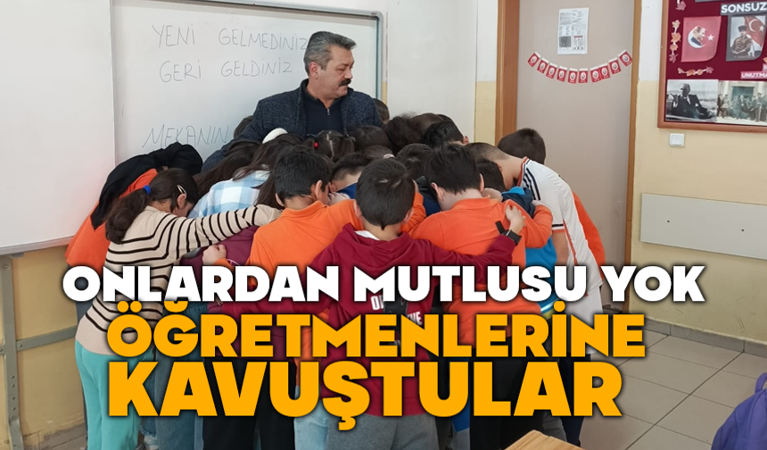 Bolu'da, öğretmenlerine kavuşan çocukların duygusal anları